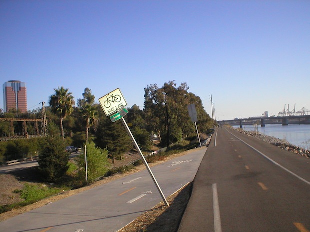 Bike path exit to Downtown Long Beach